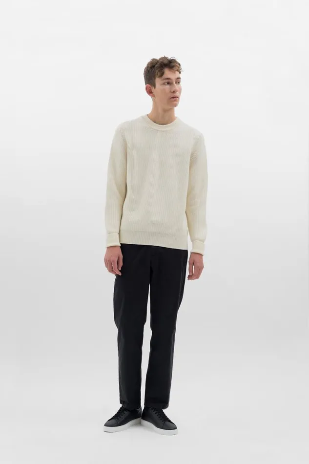 Men Norse Projects Knitwear Fine Merino Rib Crewneck Ecru