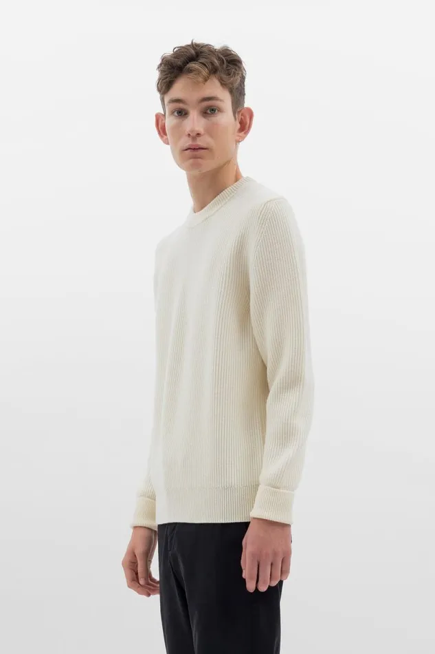 Men Norse Projects Knitwear Fine Merino Rib Crewneck Ecru