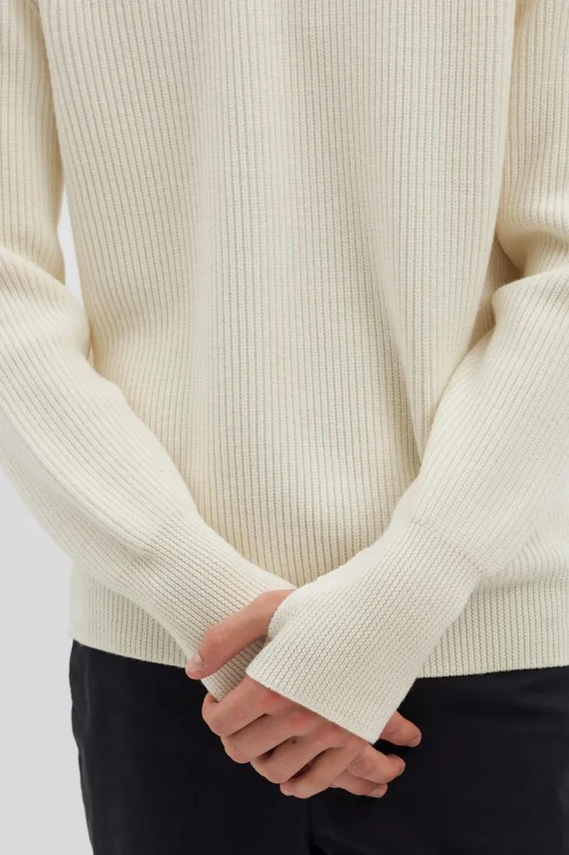 Men Norse Projects Knitwear Fine Merino Rib Crewneck Ecru