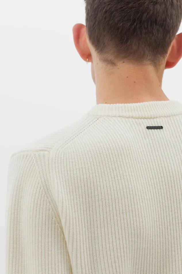 Men Norse Projects Knitwear Fine Merino Rib Crewneck Ecru