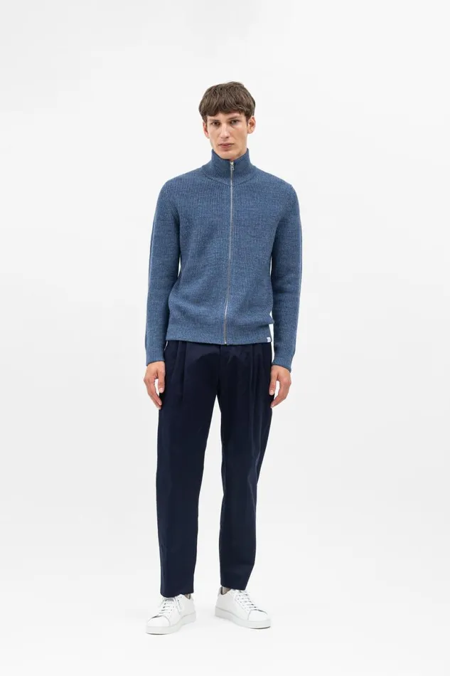 Men Norse Projects Knitwear Hagen Cotton Wool Jacket Calcite Blue