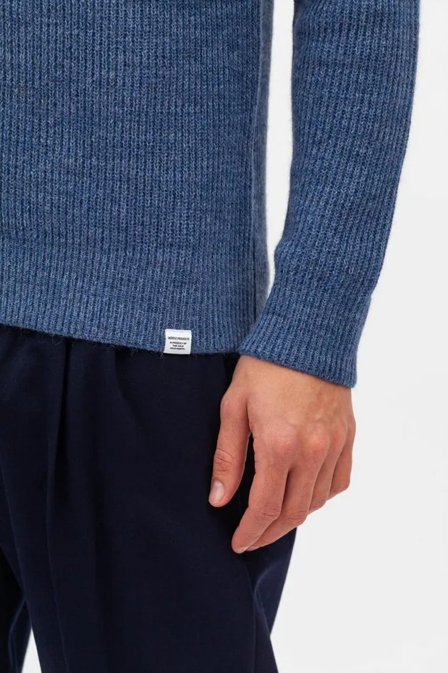 Men Norse Projects Knitwear Hagen Cotton Wool Jacket Calcite Blue