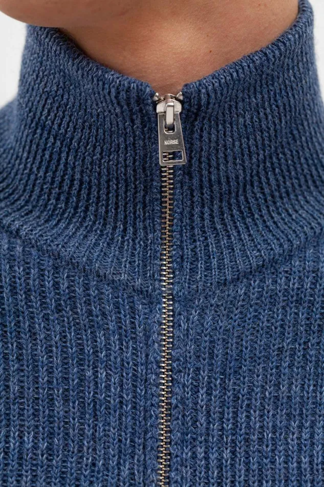 Men Norse Projects Knitwear Hagen Cotton Wool Jacket Calcite Blue