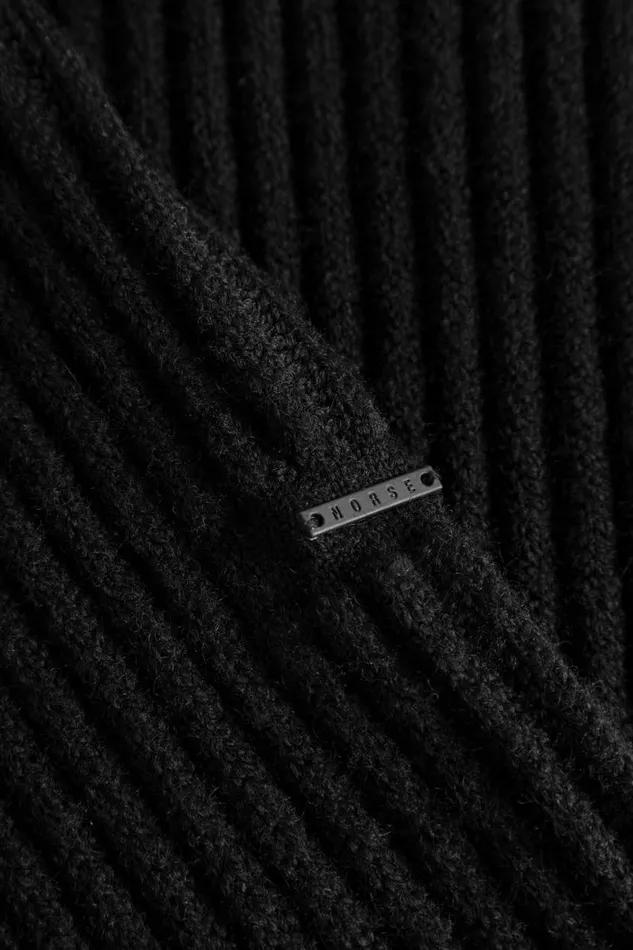 Men Norse Projects Knitwear Hybrid Rib Mock Neck Stretch Wool Black