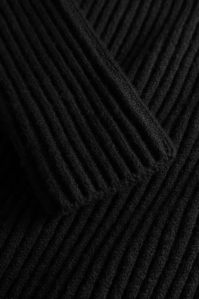 Men Norse Projects Knitwear Hybrid Rib Mock Neck Stretch Wool Black