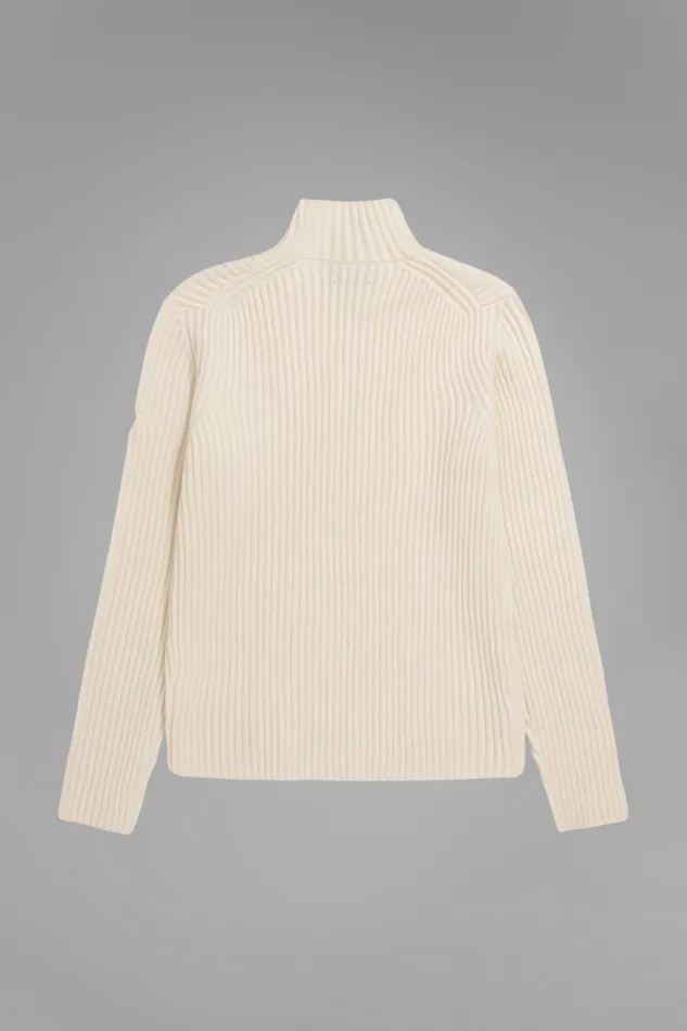 Men Norse Projects Knitwear Hybrid Rib Mock Neck Stretch Wool Ecru