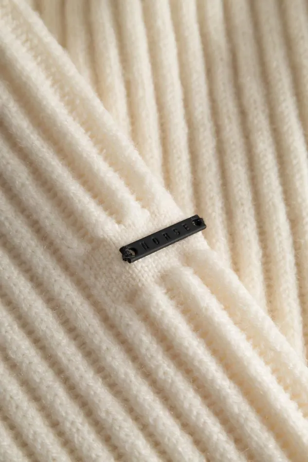 Men Norse Projects Knitwear Hybrid Rib Mock Neck Stretch Wool Ecru