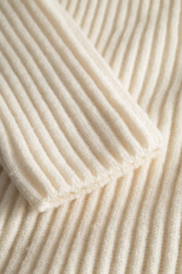 Men Norse Projects Knitwear Hybrid Rib Mock Neck Stretch Wool Ecru