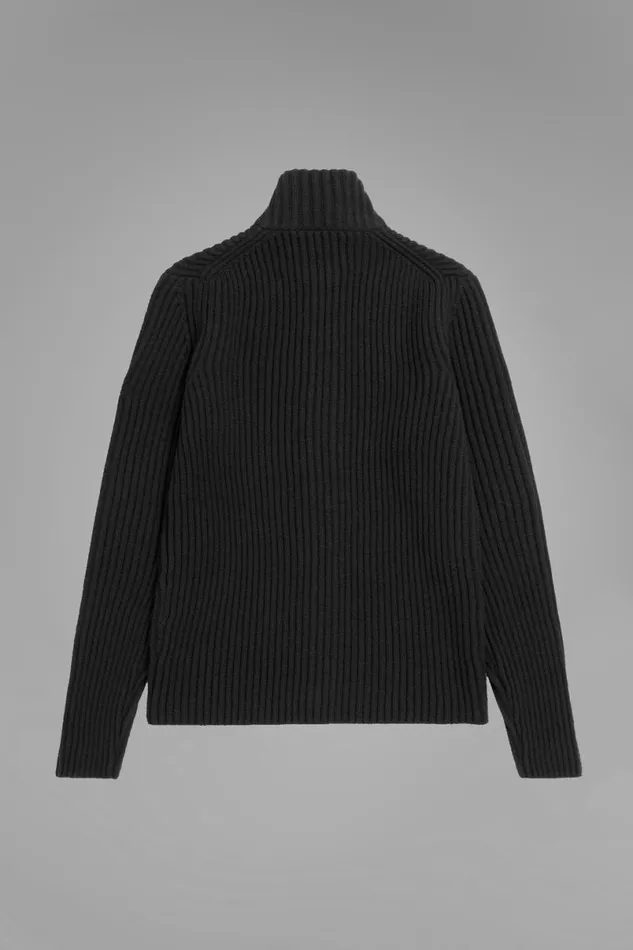 Men Norse Projects Knitwear Hybrid Rib Zip Jacket Stretch Wool Black