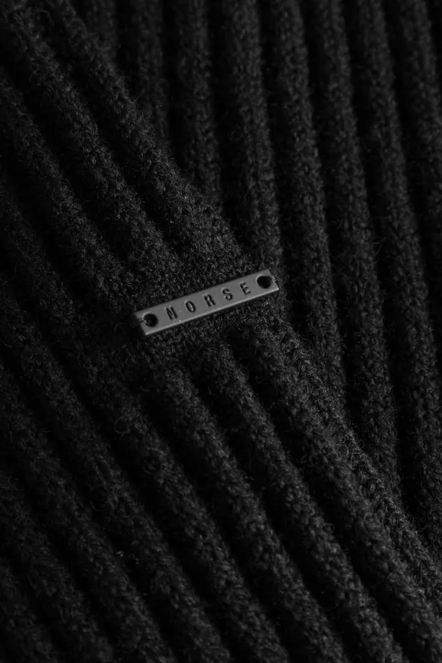 Men Norse Projects Knitwear Hybrid Rib Zip Jacket Stretch Wool Black