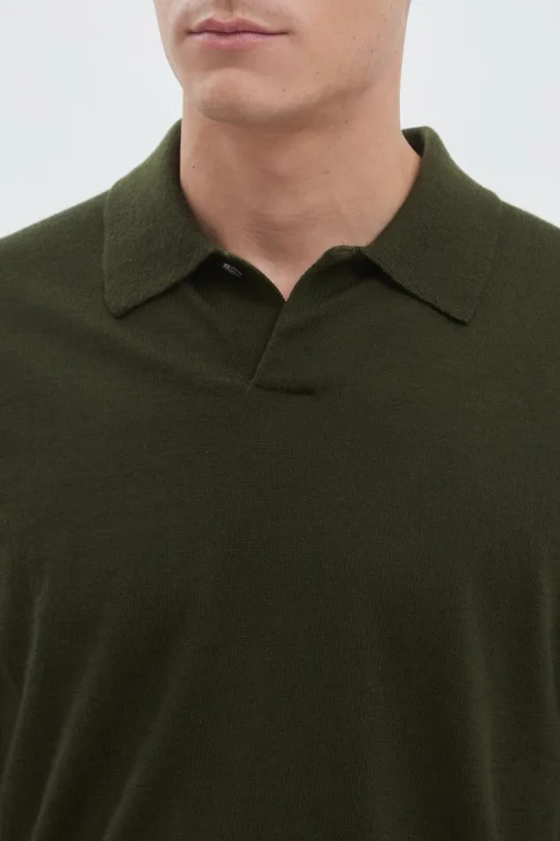 Men Norse Projects Knitwear Jon Tech Merino LS Polo Army Green