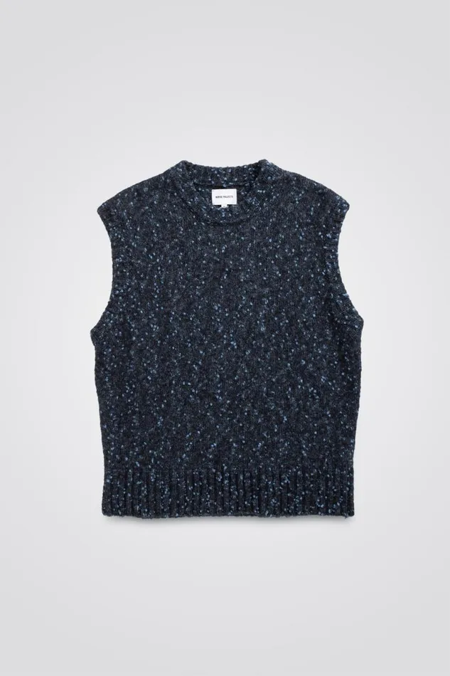 Men Norse Projects Knitwear Manfred Tweed Vest Light Stone Blue