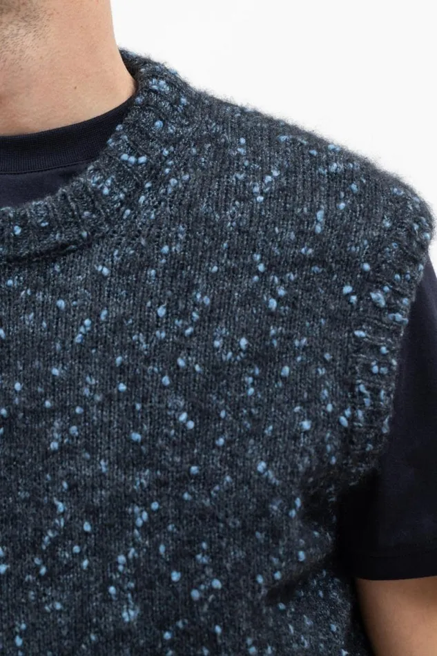 Men Norse Projects Knitwear Manfred Tweed Vest Light Stone Blue