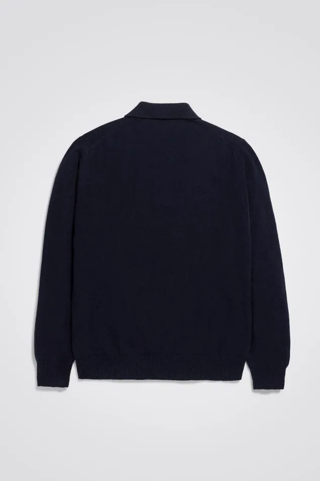 Men Norse Projects Knitwear Marco Merino Lambswool Polo Dark Navy