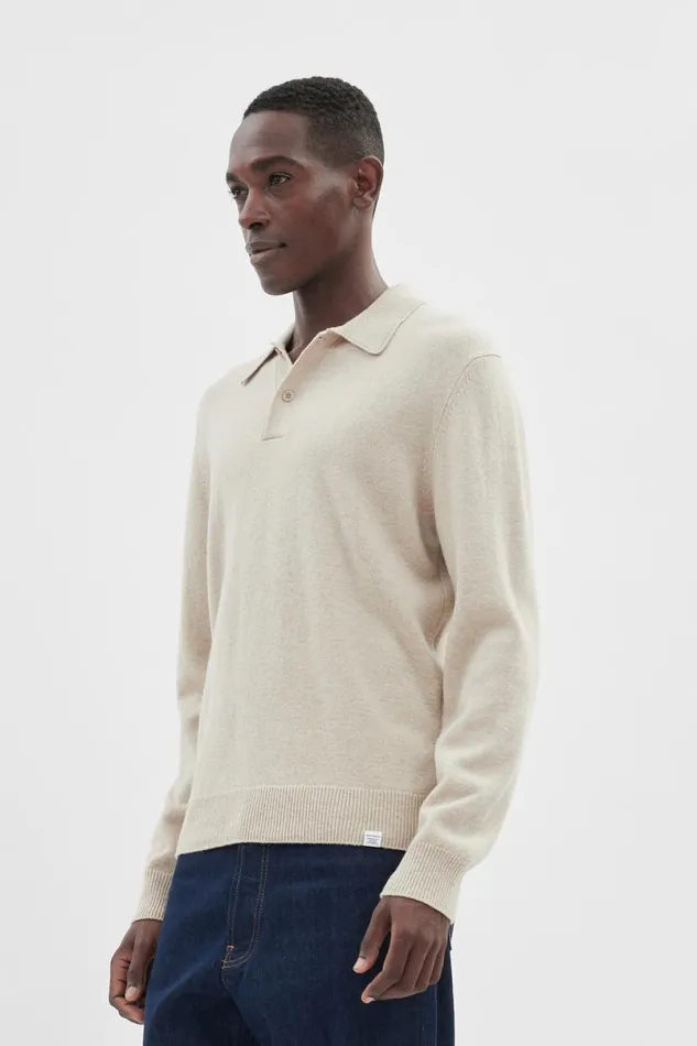 Men Norse Projects Knitwear Marco Merino Lambswool Polo Oatmeal