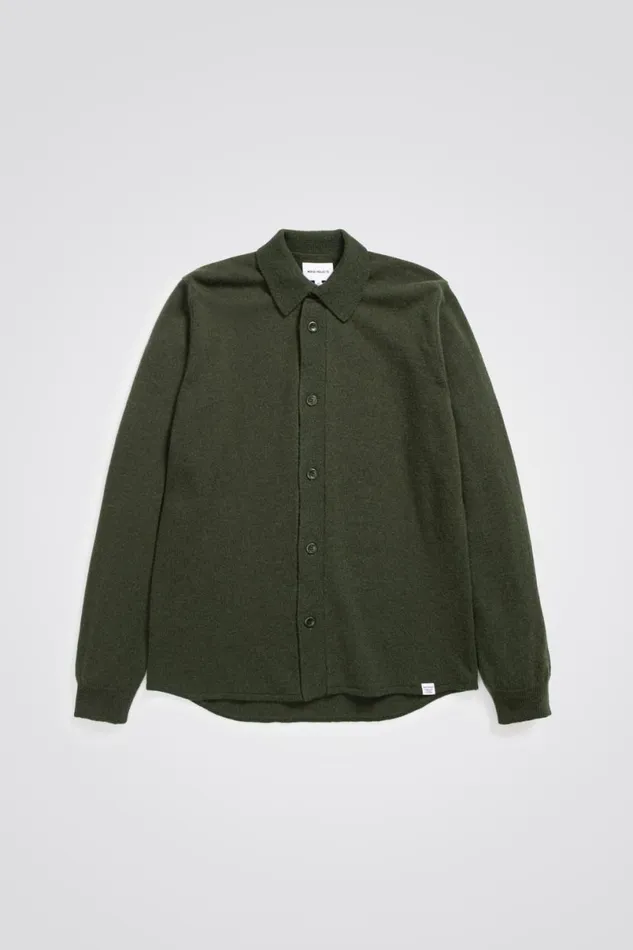 Men Norse Projects Knitwear Martin Merino Lambswool Shirt Army Green