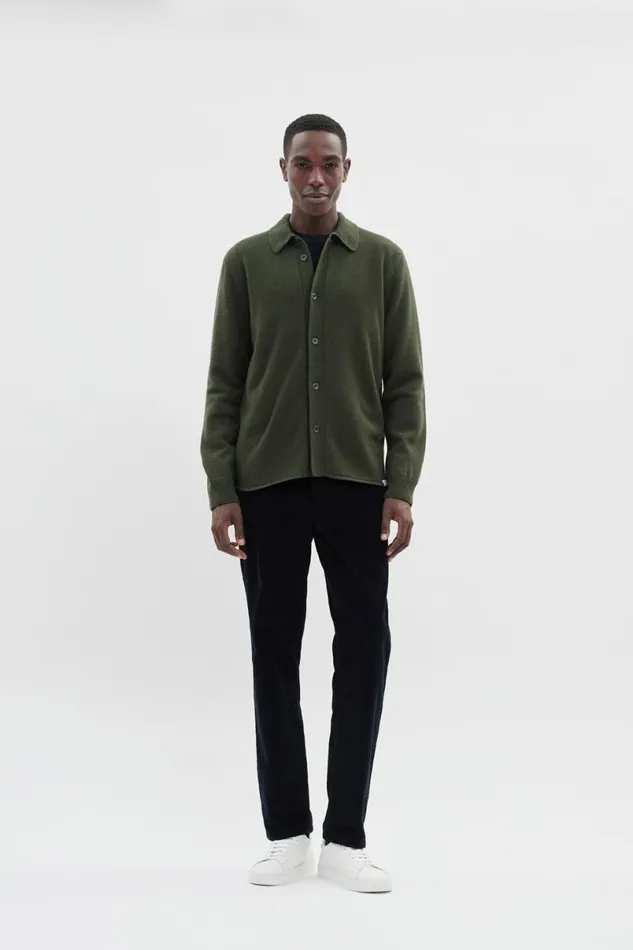 Men Norse Projects Knitwear Martin Merino Lambswool Shirt Army Green