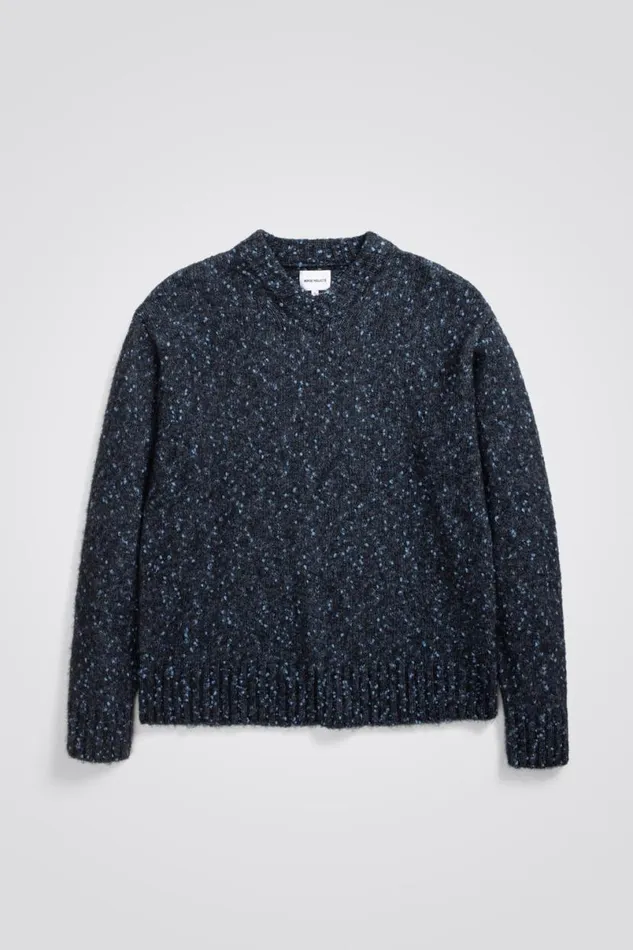 Men Norse Projects Knitwear Rasmus Relaxed Tweed VNeck Sweater Light Stone Blue