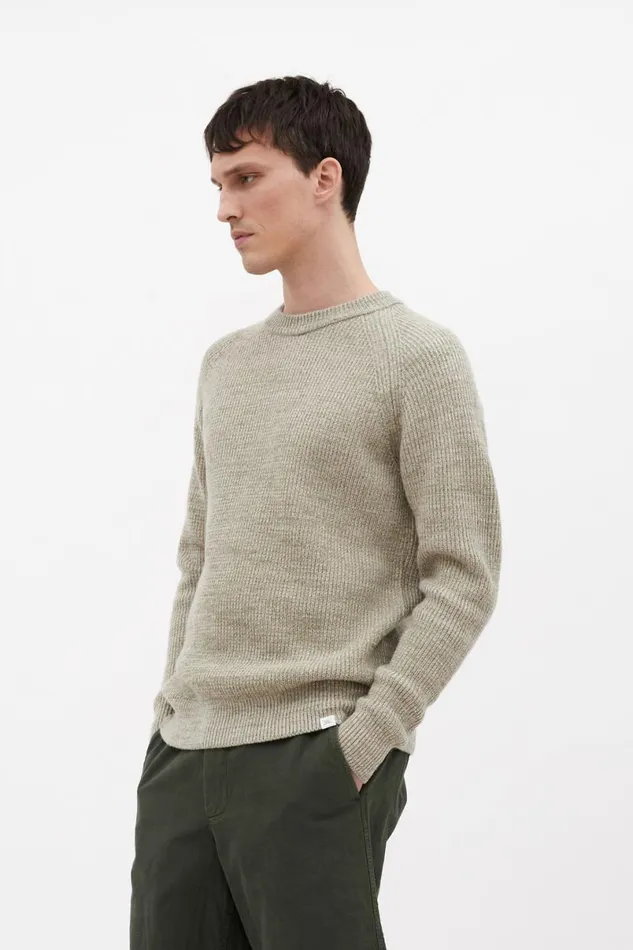 Men Norse Projects Knitwear Roald Cotton Wool Sediment Green