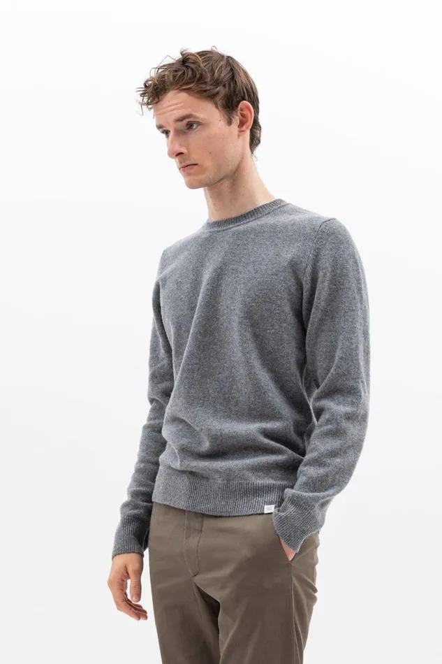 Men Norse Projects Knitwear Sigfred Merino Lambswool Sweater Grey Melange