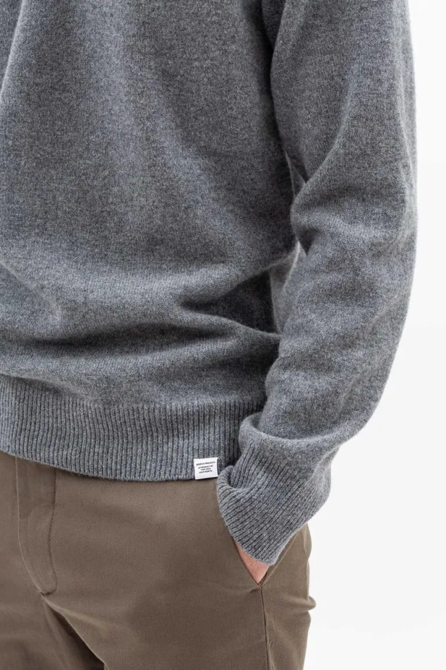 Men Norse Projects Knitwear Sigfred Merino Lambswool Sweater Grey Melange