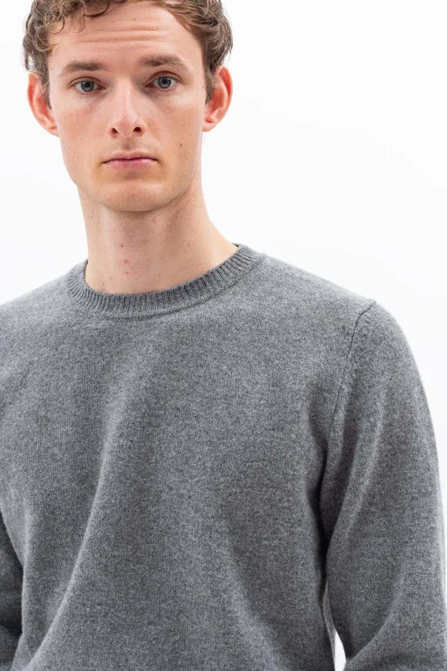 Men Norse Projects Knitwear Sigfred Merino Lambswool Sweater Grey Melange
