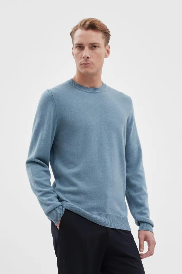 Men Norse Projects Knitwear Sigfred Merino Lambswool Sweater Light Stone Blue