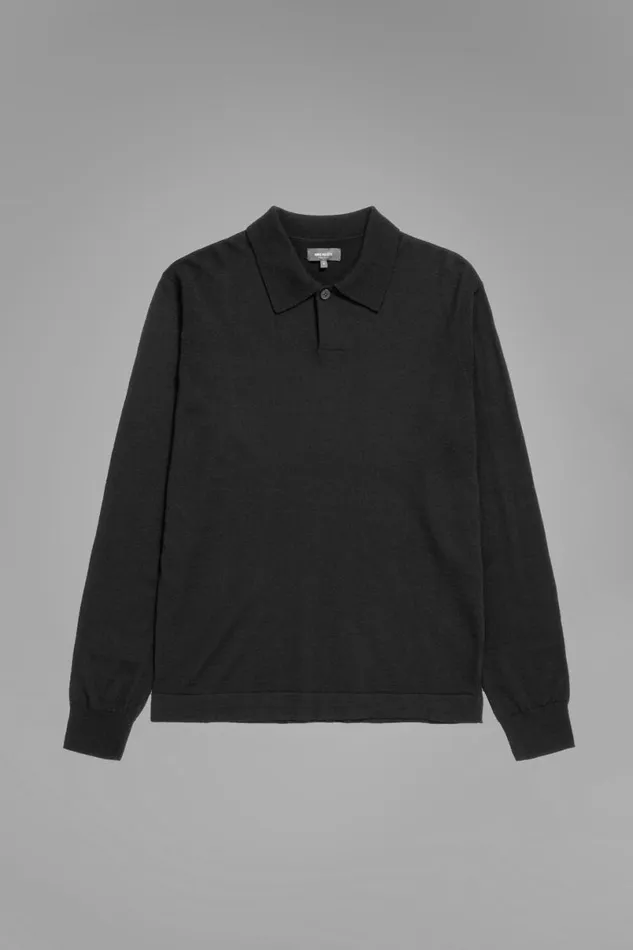 Men Norse Projects Knitwear Tech Merino Polo Black