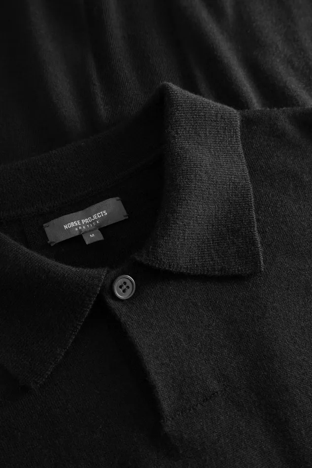 Men Norse Projects Knitwear Tech Merino Polo Black