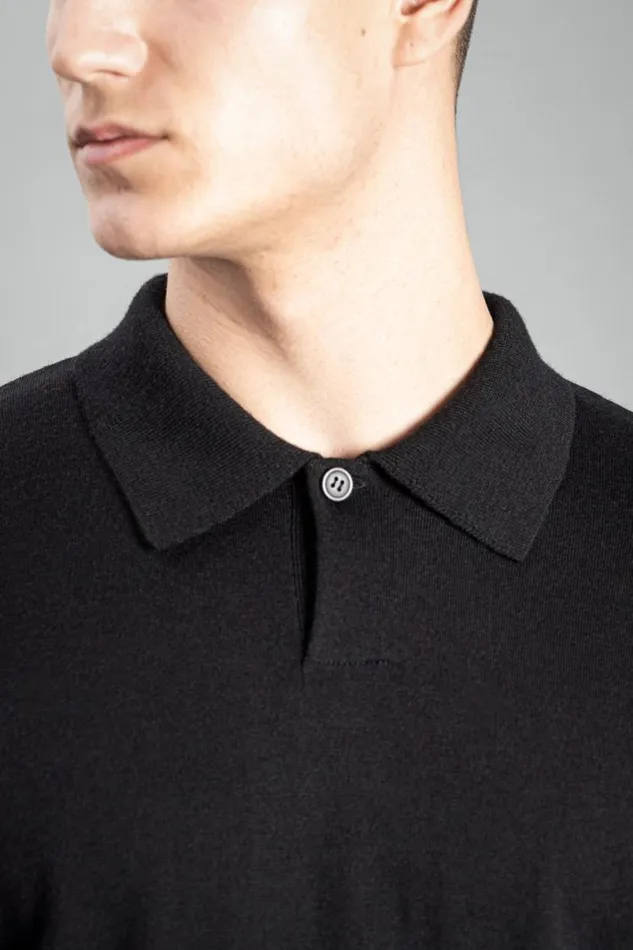 Men Norse Projects Knitwear Tech Merino Polo Black