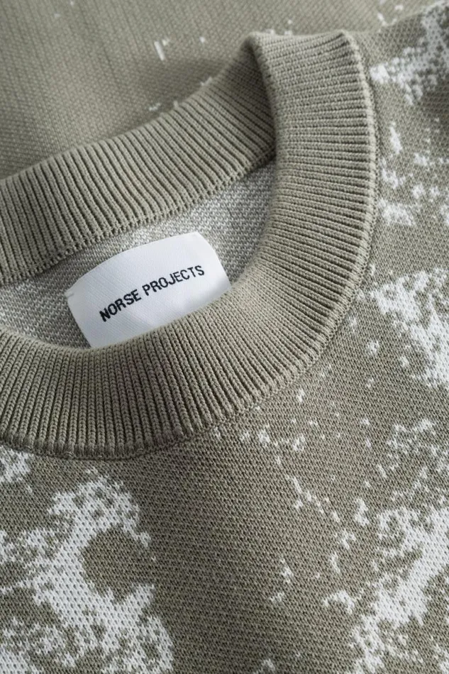 Men Norse Projects Knitwear Teis Cotton Jacquard Sweater Clay