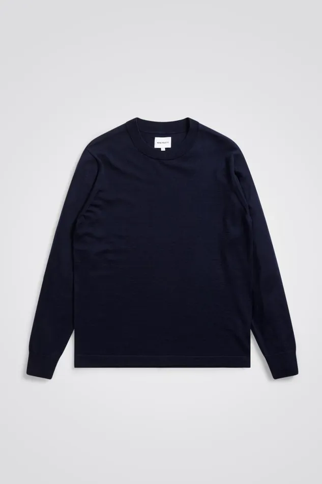 Men Norse Projects Knitwear Teis Tech Merino Sweater Dark Navy