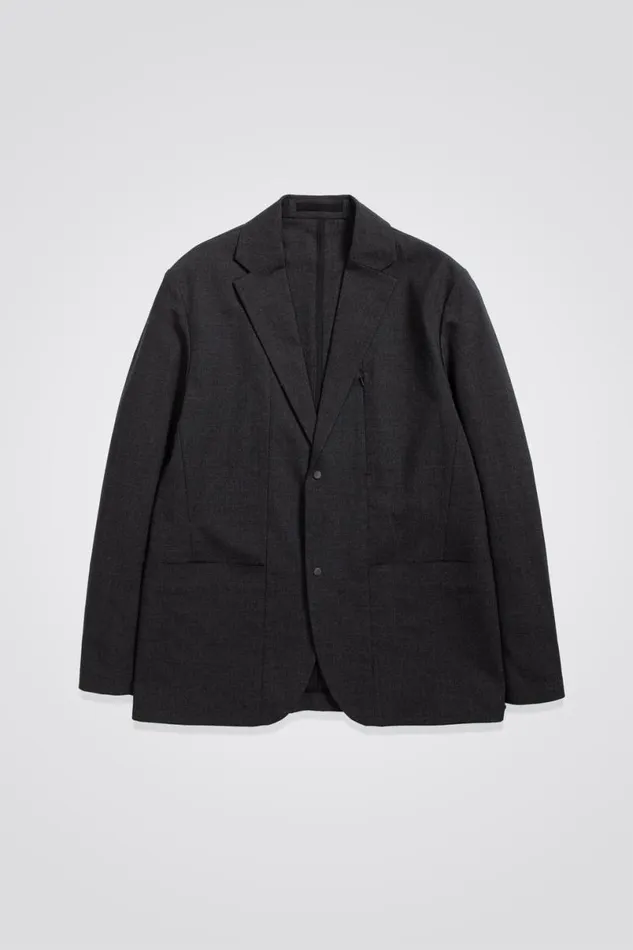 Men Norse Projects Outerwear Emil Cordura Tech Wool Blazer Charcoal Melange