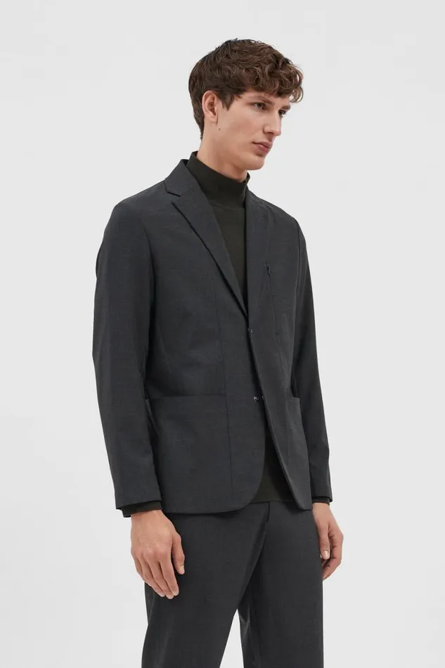 Men Norse Projects Outerwear Emil Cordura Tech Wool Blazer Charcoal Melange
