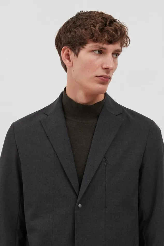 Men Norse Projects Outerwear Emil Cordura Tech Wool Blazer Charcoal Melange