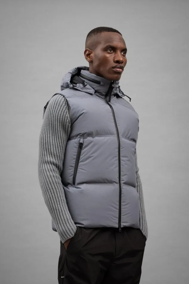 Men Norse Projects Outerwear Pertex Shield Hooded Down Gilet Dark Ice Blue