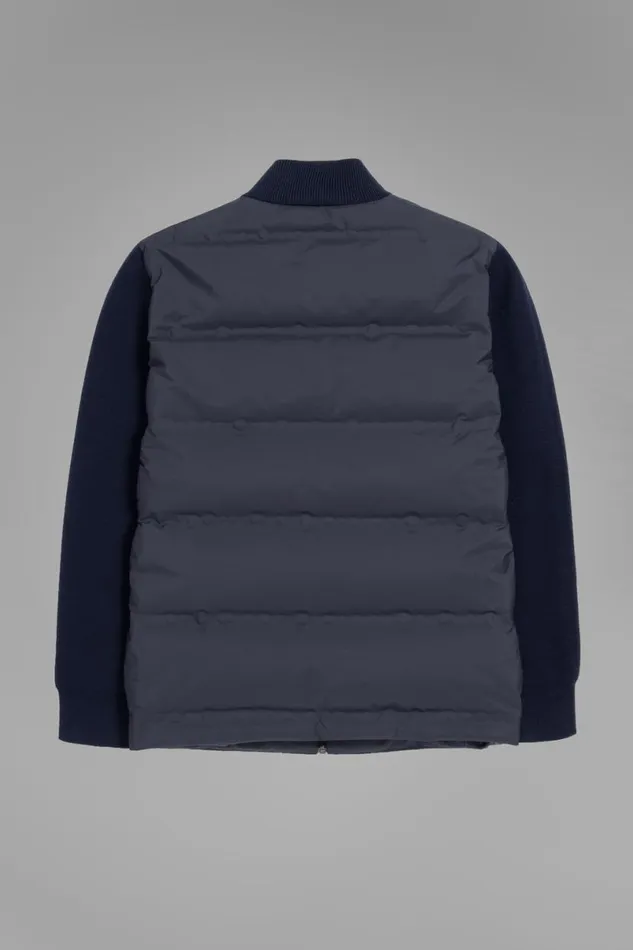 Men Norse Projects Outerwear Pertex Shield Hybrid Knit Full Zip Jacket Dark Navy