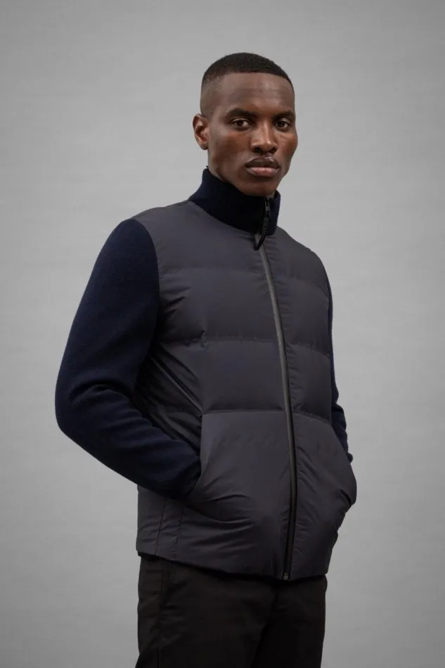 Men Norse Projects Outerwear Pertex Shield Hybrid Knit Full Zip Jacket Dark Navy