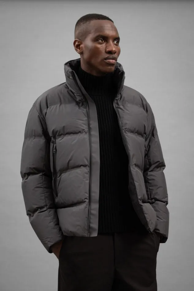 Men Norse Projects Outerwear Stand Collar Short Down Jacket Pertex Shield Battleship Grey