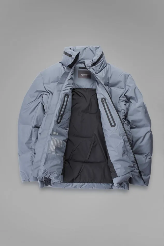 Men Norse Projects Outerwear Stand Collar Short Down Jacket Pertex Shield Dark Ice Blue