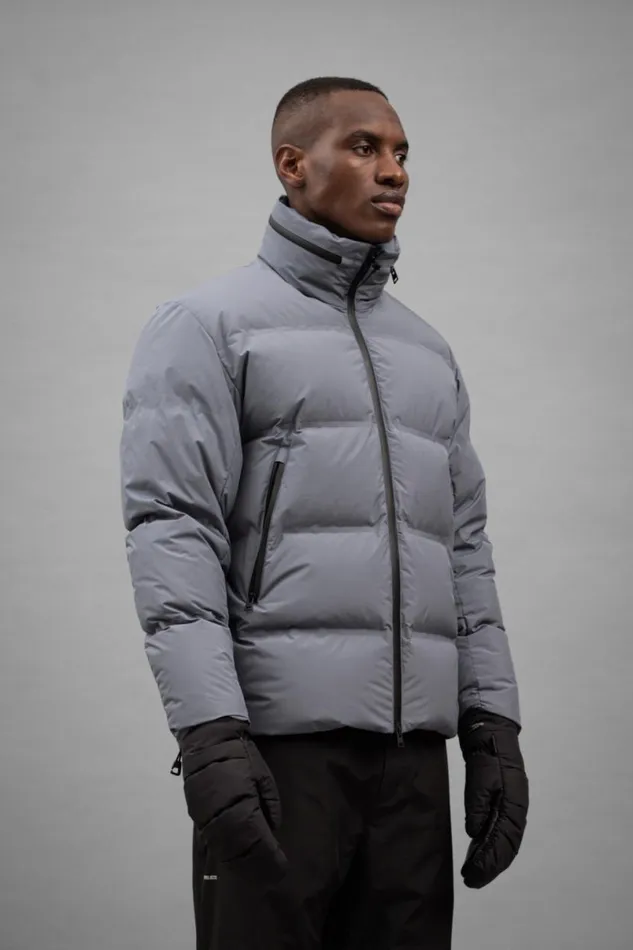 Men Norse Projects Outerwear Stand Collar Short Down Jacket Pertex Shield Dark Ice Blue