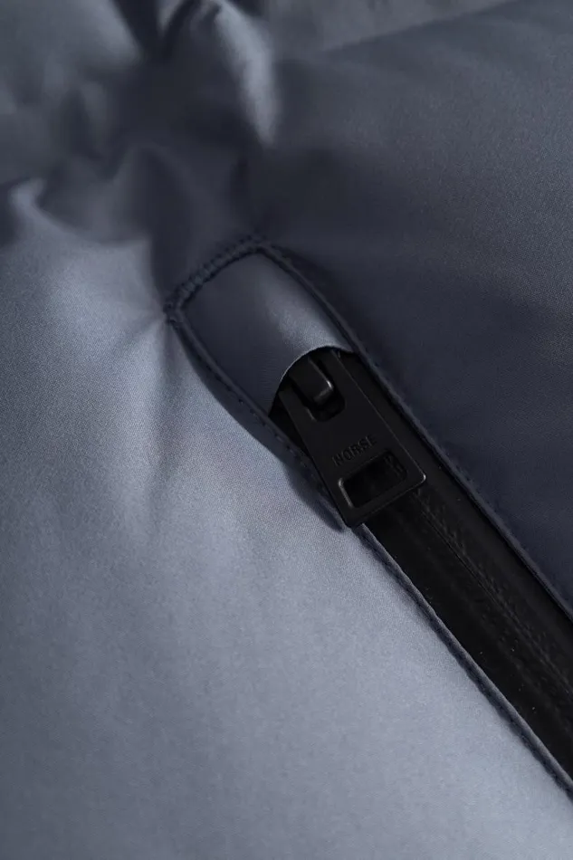Men Norse Projects Outerwear Stand Collar Short Down Jacket Pertex Shield Dark Ice Blue