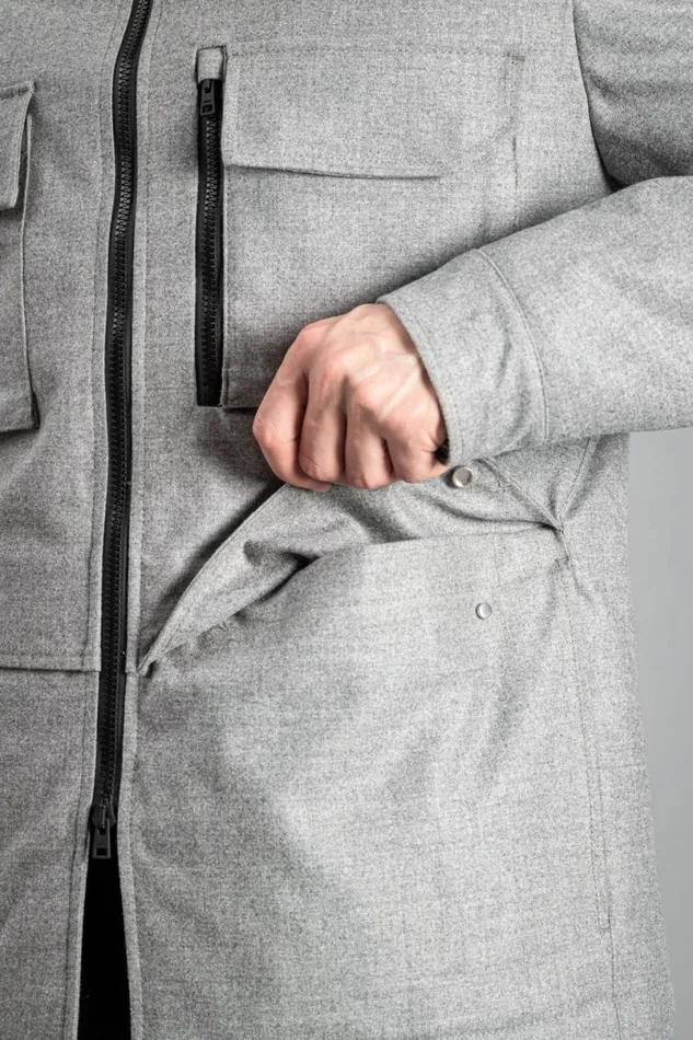 Men Norse Projects Outerwear Technical Field Jacket Loro Piana Clima System Light Grey Melange