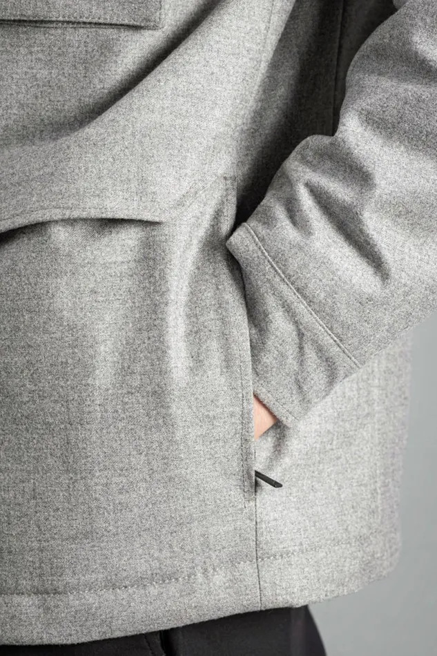 Men Norse Projects Outerwear Technical Field Jacket Loro Piana Clima System Light Grey Melange
