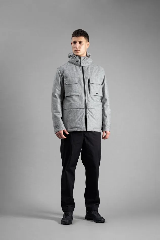 Men Norse Projects Outerwear Technical Field Jacket Loro Piana Clima System Light Grey Melange