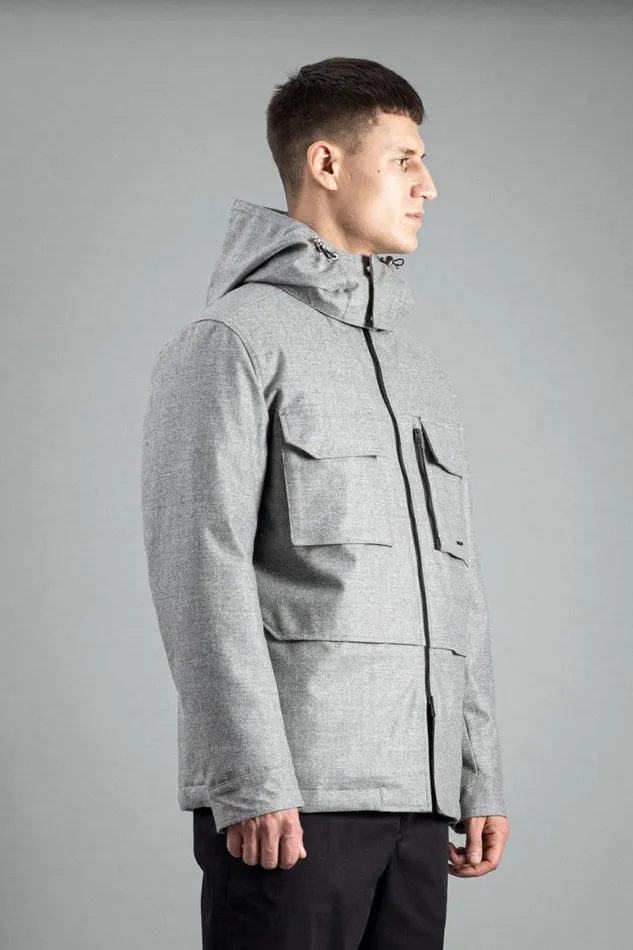 Men Norse Projects Outerwear Technical Field Jacket Loro Piana Clima System Light Grey Melange