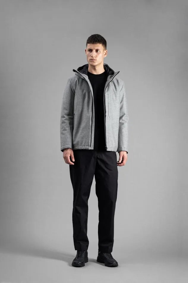 Men Norse Projects Outerwear Technical Jacket Loro Piana Clima System Wool Light Grey Melange