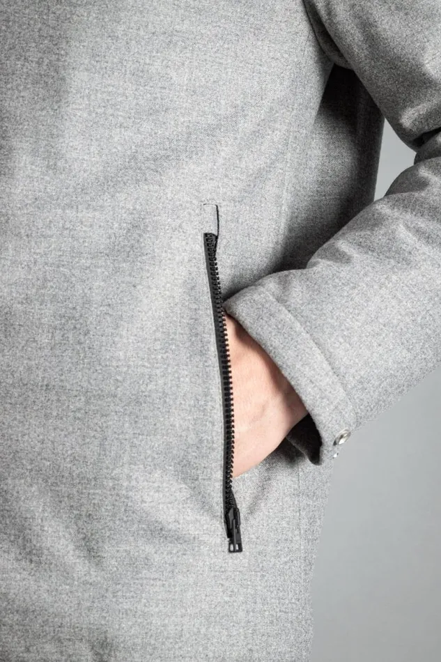 Men Norse Projects Outerwear Technical Jacket Loro Piana Clima System Wool Light Grey Melange