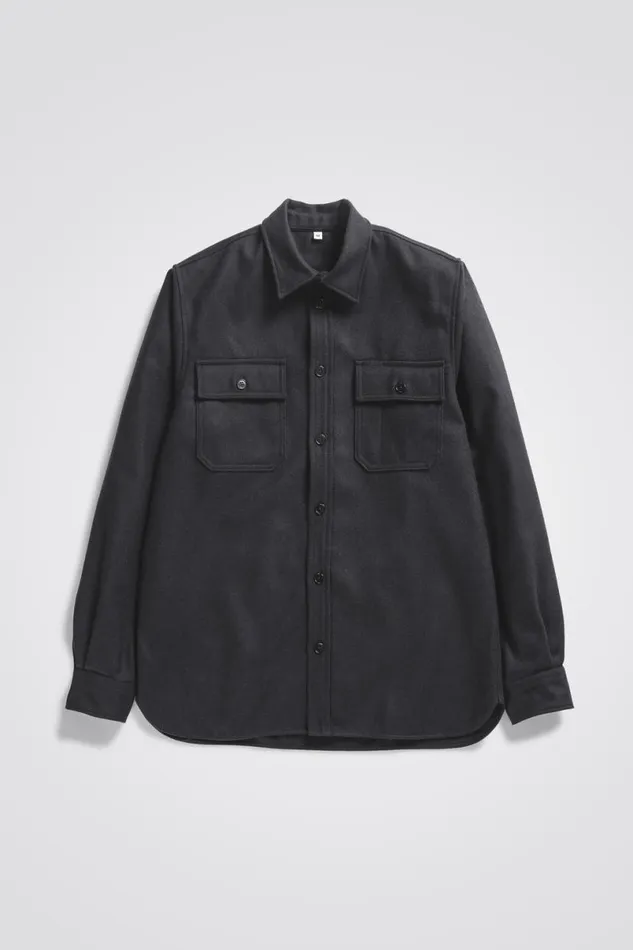 Men Norse Projects Overshirts Silas Wool Charcoal Melange