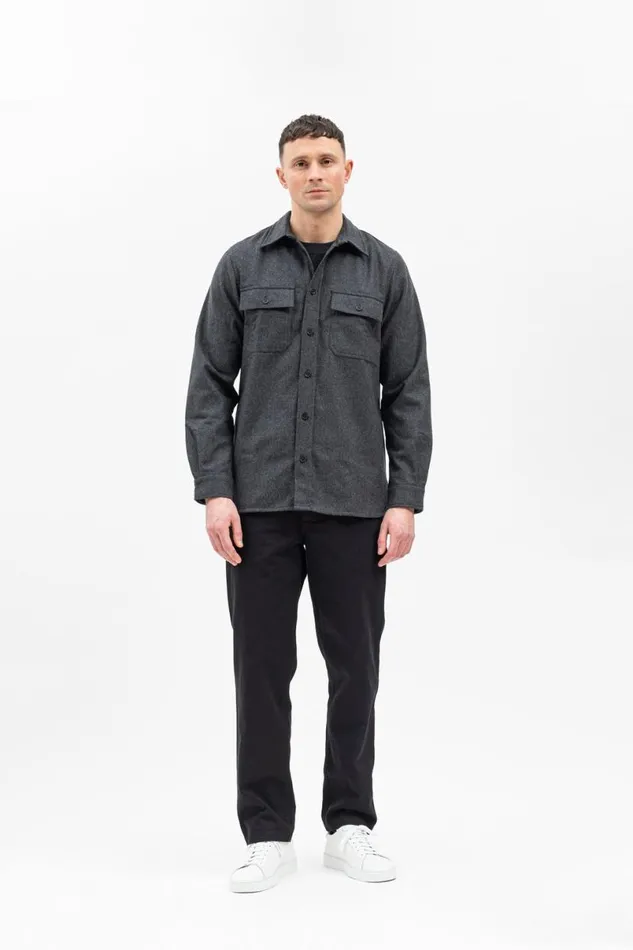 Men Norse Projects Overshirts Silas Wool Charcoal Melange